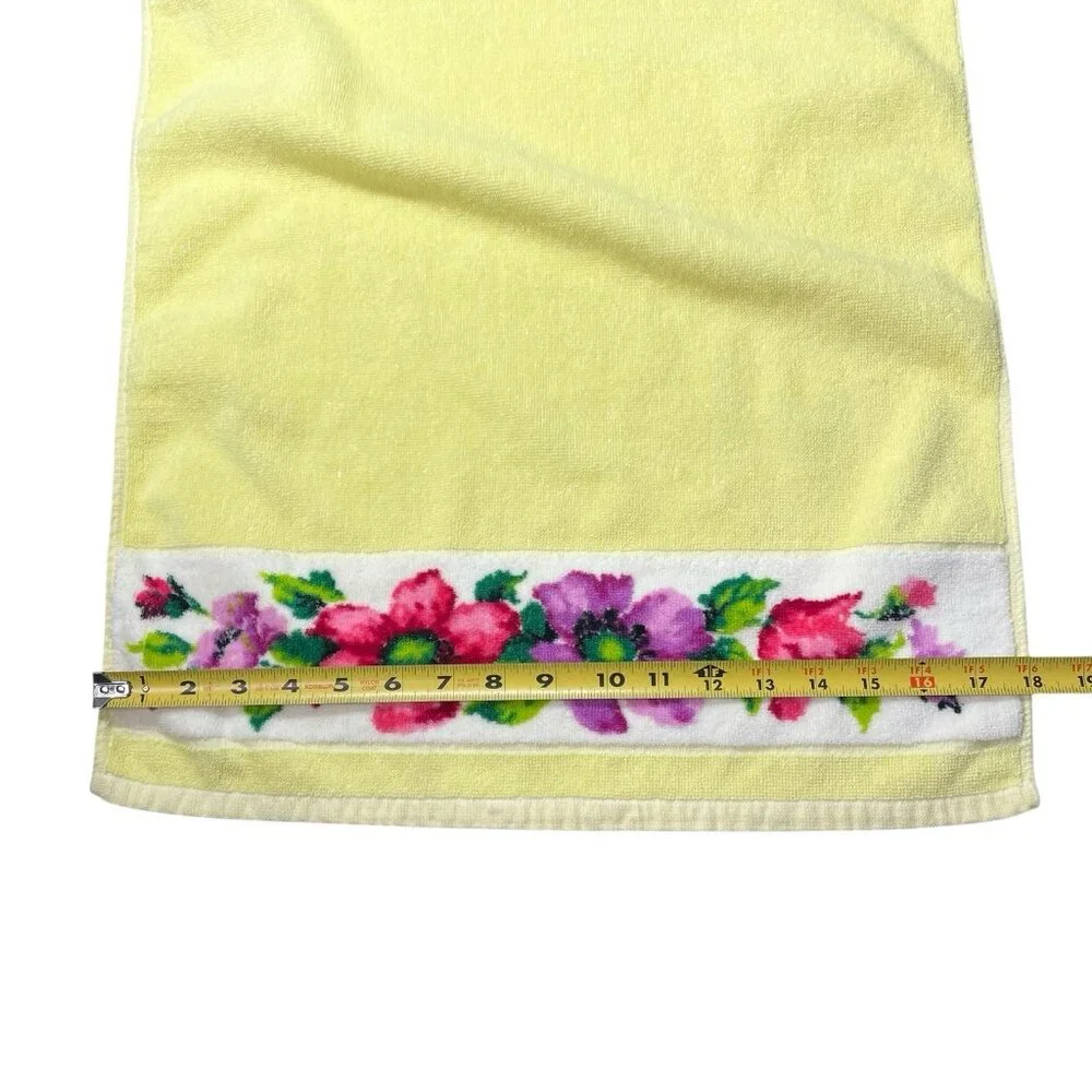 Vintage Yellow Floral Hand Towel Indanthren Spring Flowers 18”x35”